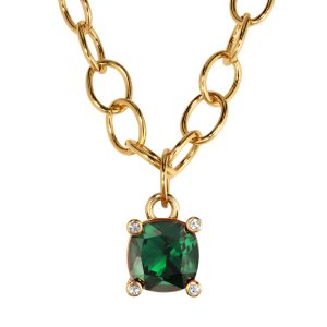 RAMINA Chain Necklace with Emerald Crystal Gold