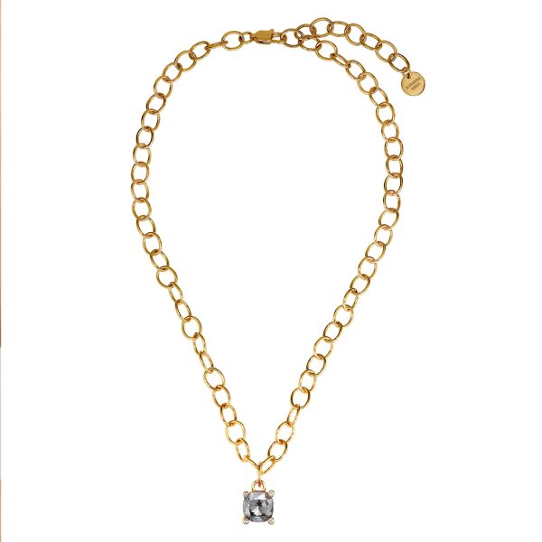 RAMINA Chain Necklace with Grey Crystal Gold - Image 2