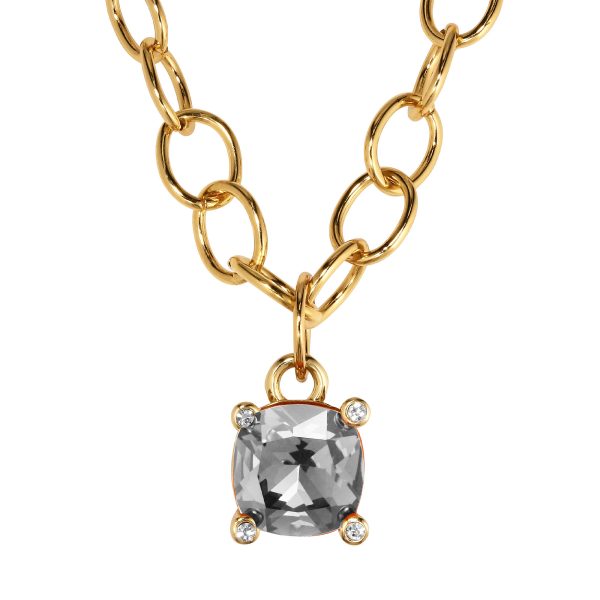 RAMINA Chain Necklace with Grey Crystal Gold