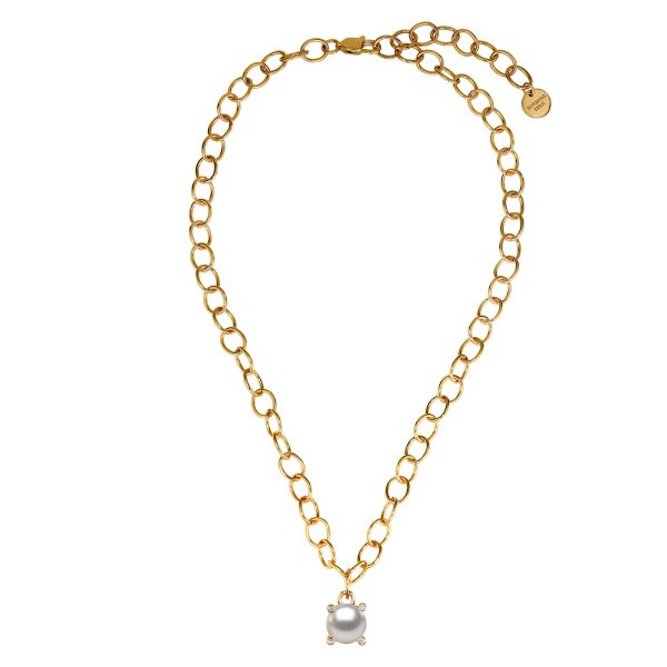 RAMINA Chain Necklace with White Pearl Gold - Image 2