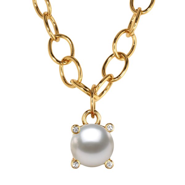 RAMINA Chain Necklace with White Pearl Gold