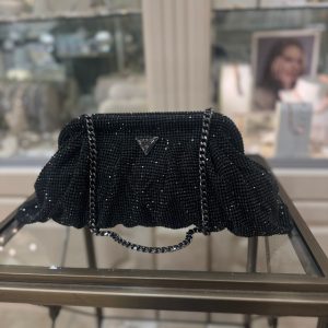 GUESS Zalina Mesh Rhinestone Clutch Black