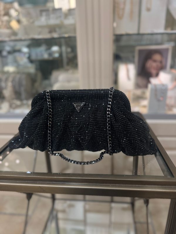GUESS Zalina Mesh Rhinestone Clutch Black