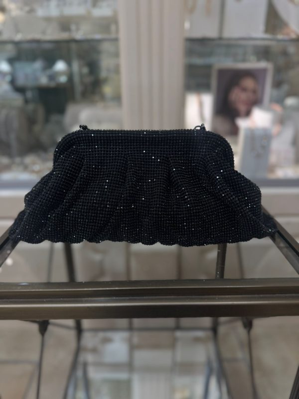 GUESS Zalina Mesh Rhinestone Clutch Black - Image 2