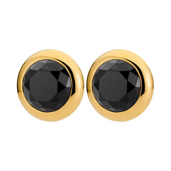 RIVOLI Earring with Large Black Crystal Gold