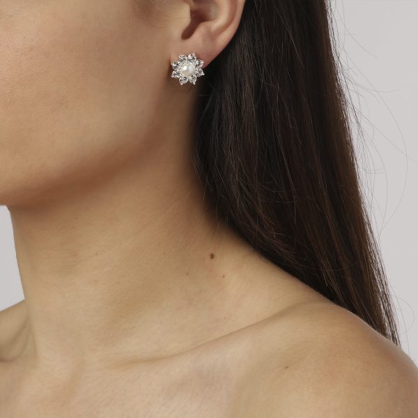 ROSETTA Stud Earrings White Silver - Image 2