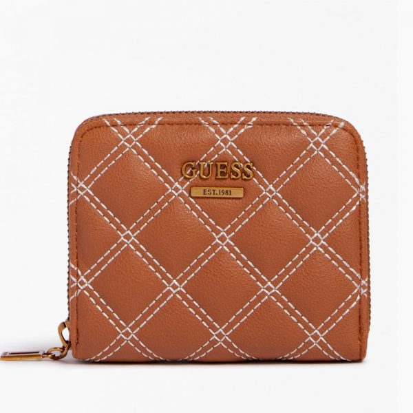 GUESS CESSILY MINI WALLET QUILTED COGNAC - Image 2
