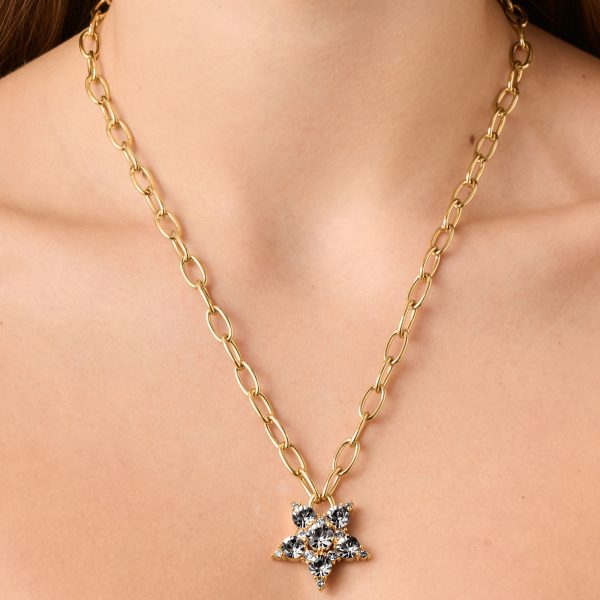 SAGITTA Chain Necklace with Grey Crystal Star Pendant Gold - Image 3
