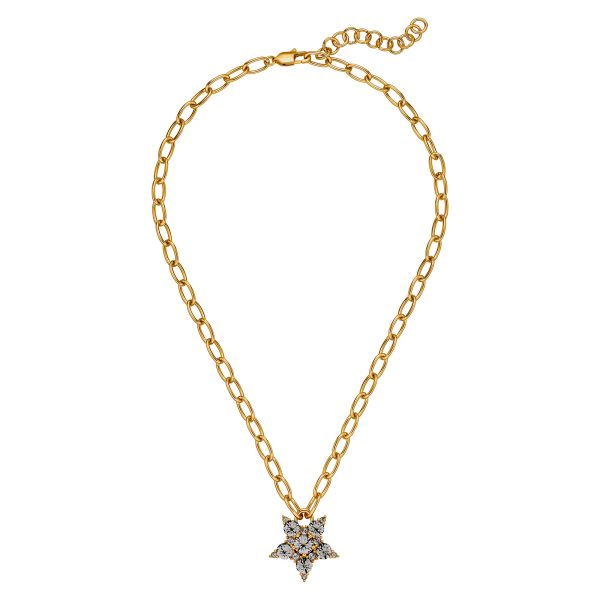 SAGITTA Chain Necklace with Grey Crystal Star Pendant Gold - Image 2