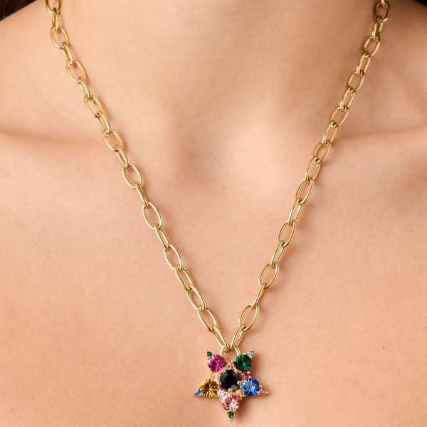 SAGITTA Chain Necklace with Rainbow Crystal Star Pendant Gold - Image 3