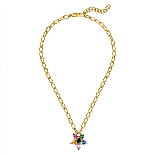 SAGITTA Chain Necklace with Rainbow Crystal Star Pendant Gold - Image 2