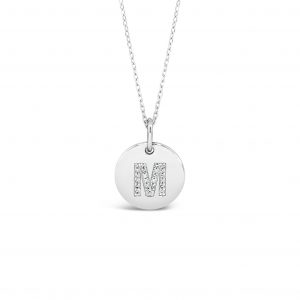 Absolute Sterling Silver Initial Necklace Letter M SI100