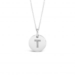 Absolute Sterling Silver Initial Necklace Letter T SI100