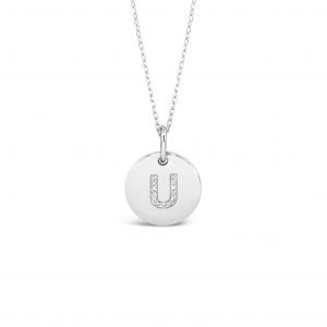 Absolute Sterling Silver Initial Necklace Letter U SI100