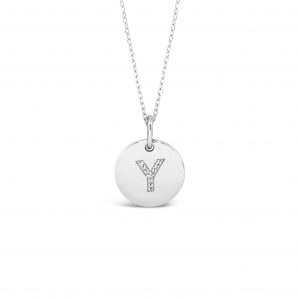 Absolute Sterling Silver Initial Necklace Letter Y SI100