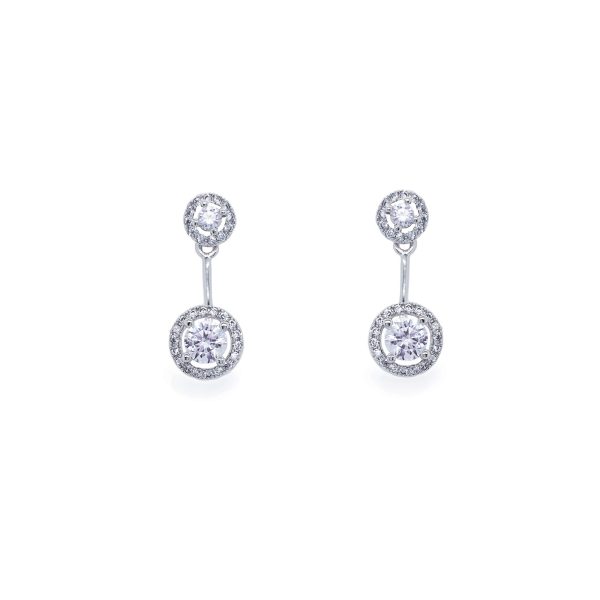 Salisbury Crystal Stud With Jacket Earrings Silver