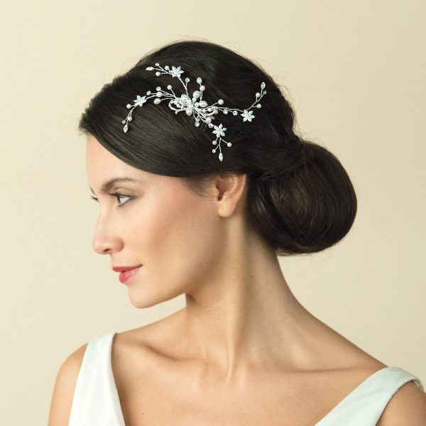 Elegant Bridal Pearl & Swarovski Crystal Spray Comb - Image 5