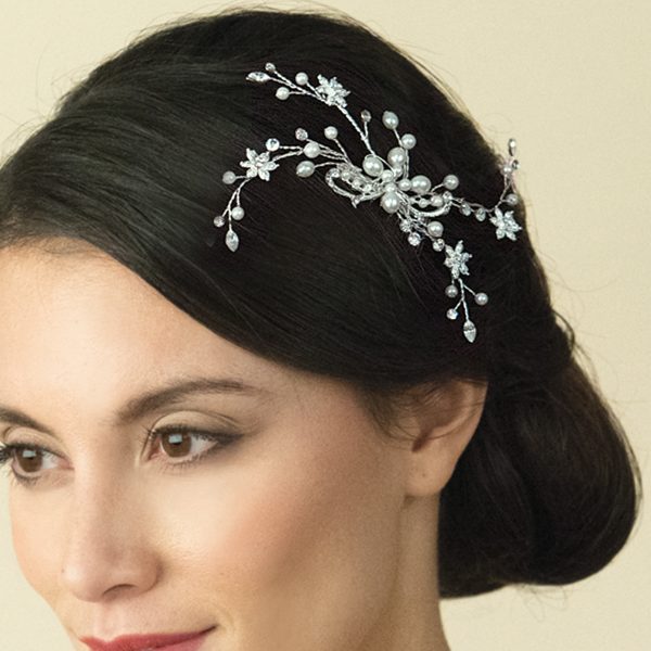 Elegant Bridal Pearl & Swarovski Crystal Spray Comb - Image 4