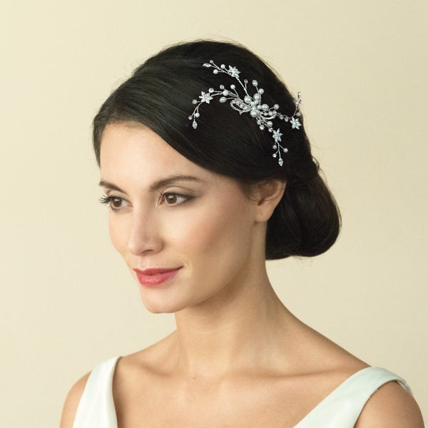 Elegant Bridal Pearl & Swarovski Crystal Spray Comb - Image 3