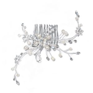 Elegant Bridal Pearl & Swarovski Crystal Spray Comb