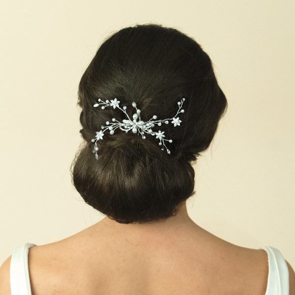 Elegant Bridal Pearl & Swarovski Crystal Spray Comb - Image 2