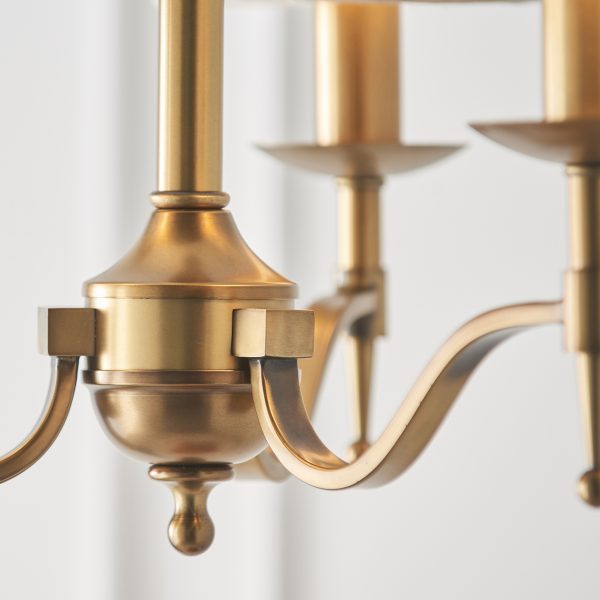 Antique Brass 3lt Pendant With Individual Beige Shades - Image 4