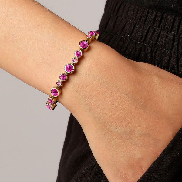 TERESIA Bracelet with Pink Crystals Gold - Image 2