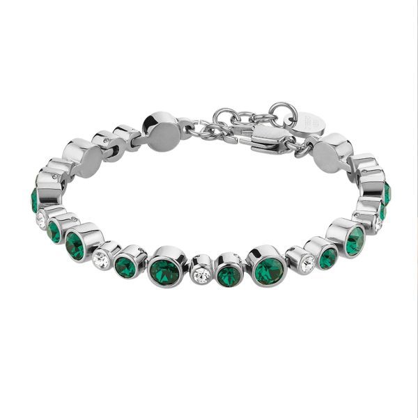 TERESIA Bracelet with Clear & Green Crystals Silver