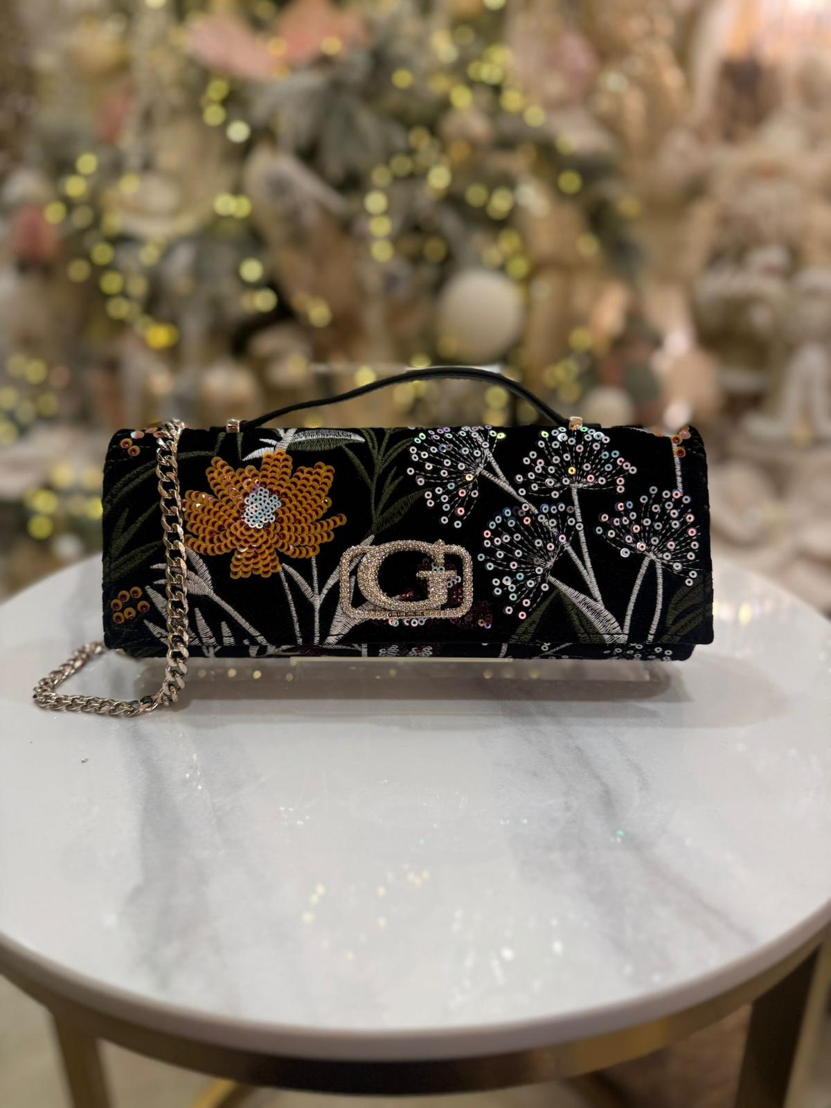 GUESS Zalina Floral-Embroidery Mini Crossbody Black Multi