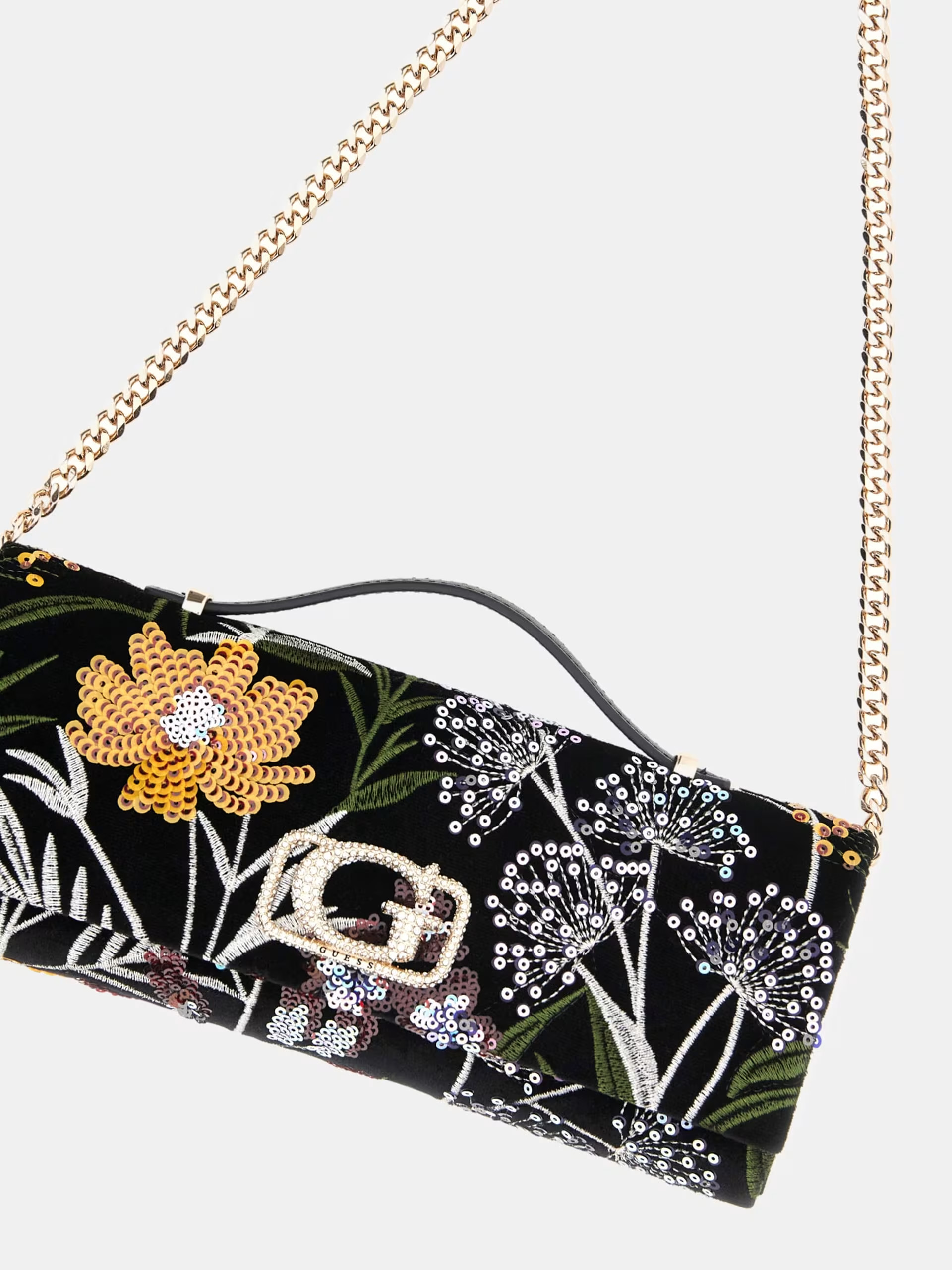 GUESS Zalina Floral-Embroidery Mini Crossbody Black Multi - Image 4