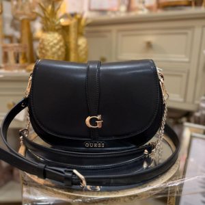 GUESS Carrie Logo Shoulder Bag Black