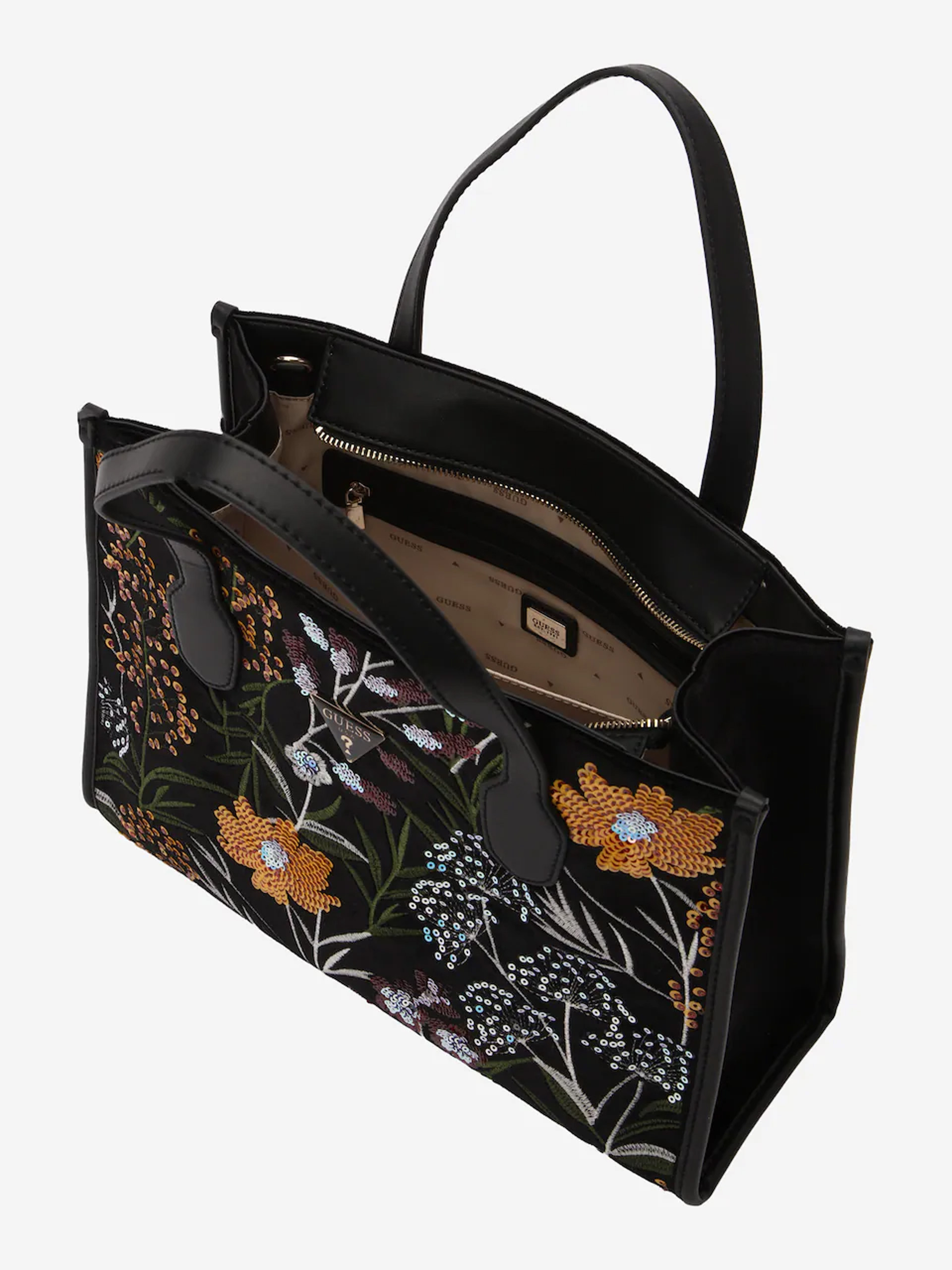 GUESS Zalina Floral-Embroidery Handbag Black Multi - Image 2