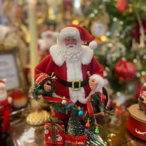 Fabric Santa with Garland & Gifts 28cm Red