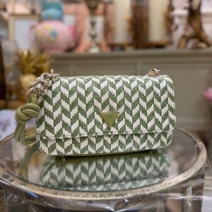 GUESS Tessi Baided Handbag Olive/White