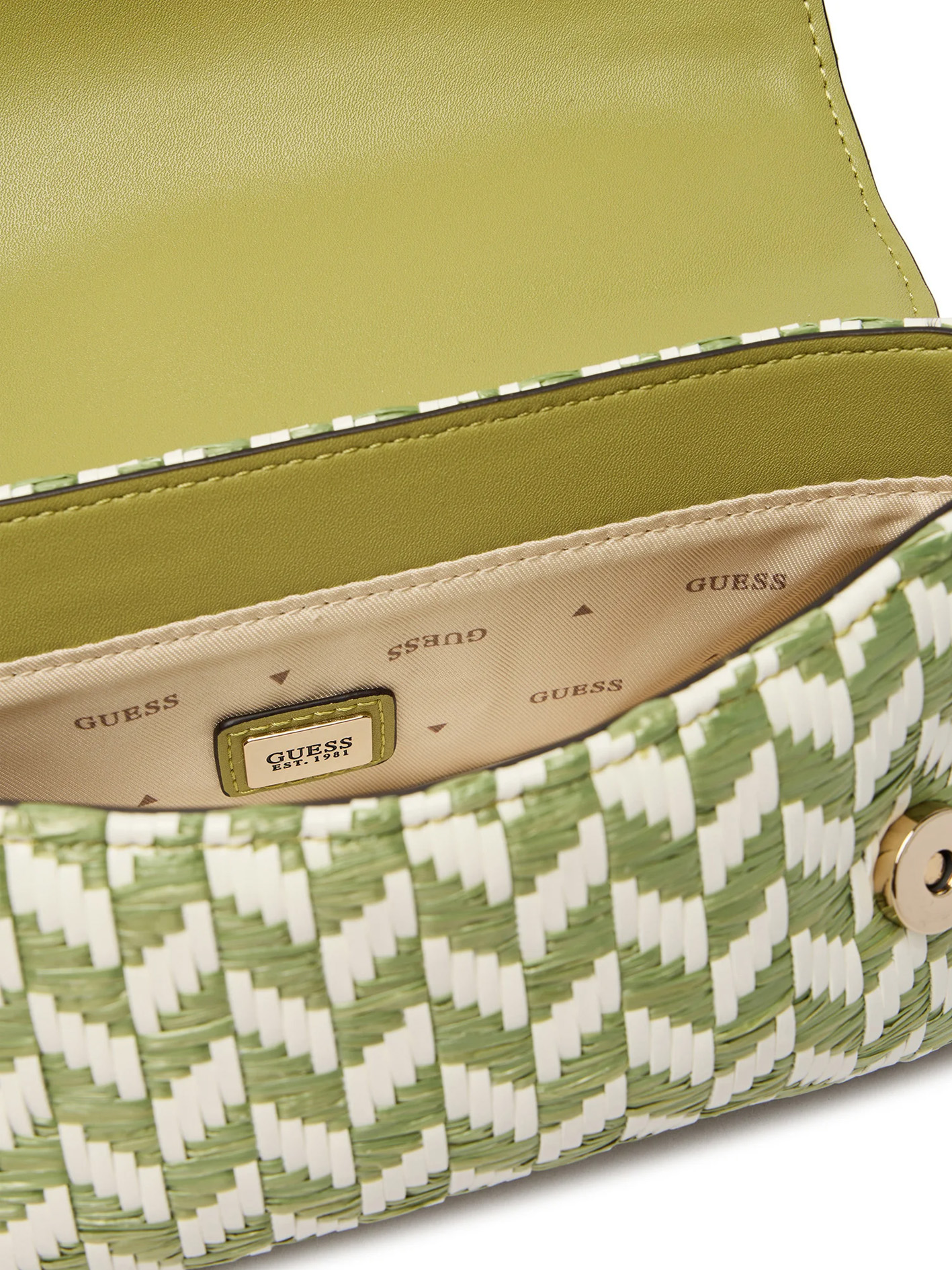 GUESS Tessi Baided Handbag Olive/White - Image 5