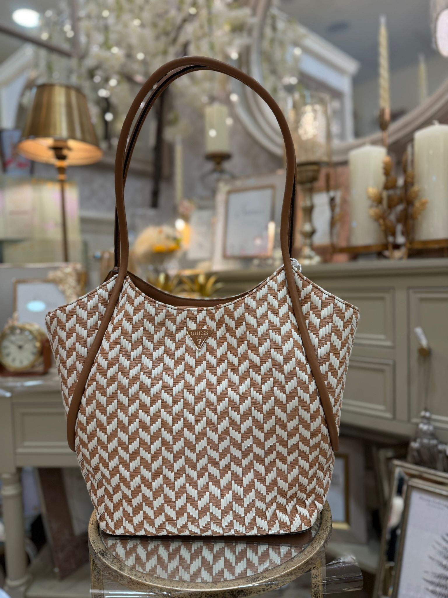 GUESS Tessi 2-in-1 Shopper Bag Cognac/White