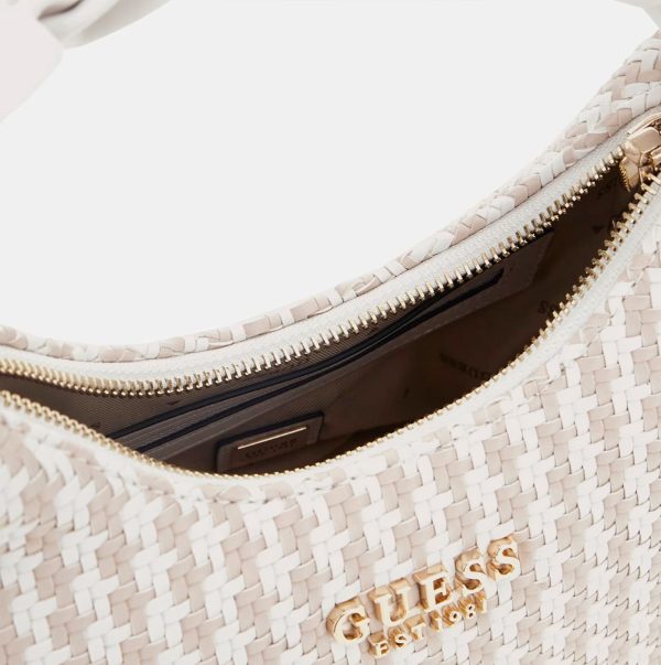 GUESS Mirema Woven Mini Hobo Off White - Image 4