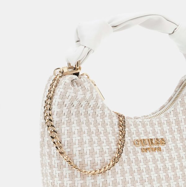GUESS Mirema Woven Mini Hobo Off White - Image 3