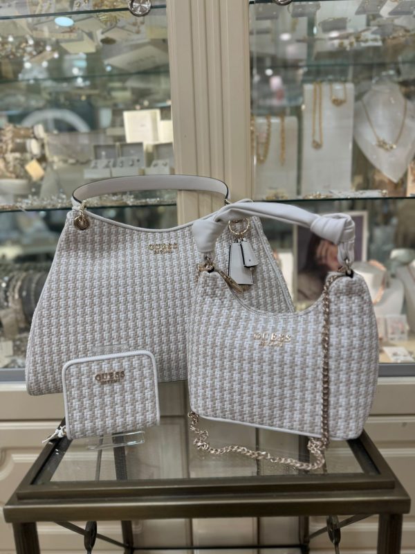 GUESS Mirema Woven Shopper Off White - Image 2
