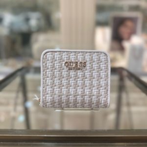 GUESS Mirema Woven Mini Wallet Off White