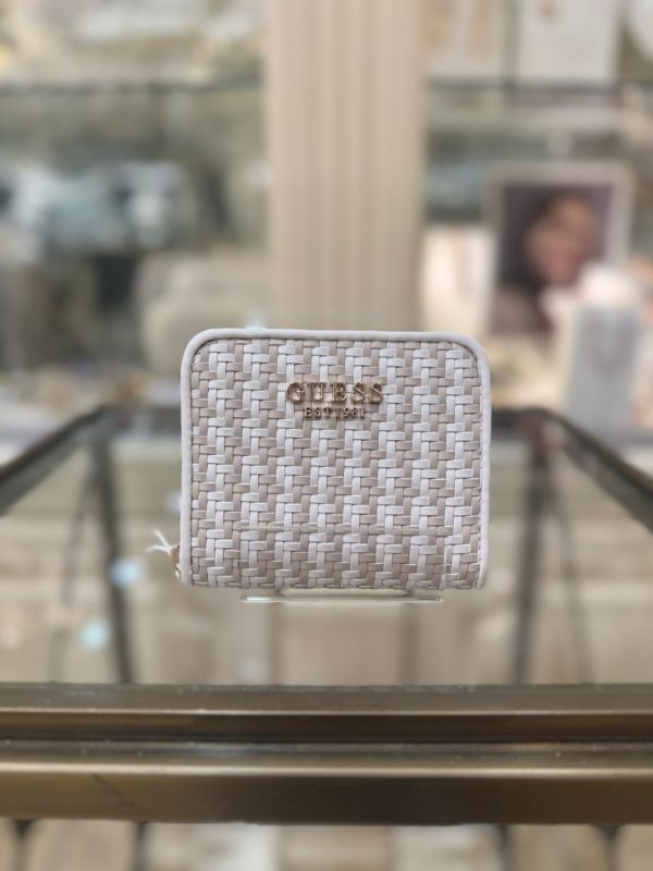GUESS Mirema Woven Mini Wallet Off White