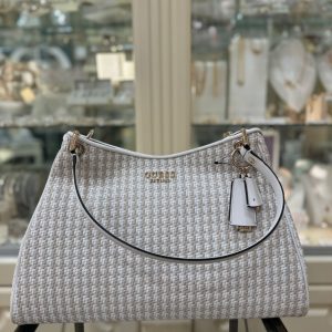 GUESS Mirema Woven Shopper Off White