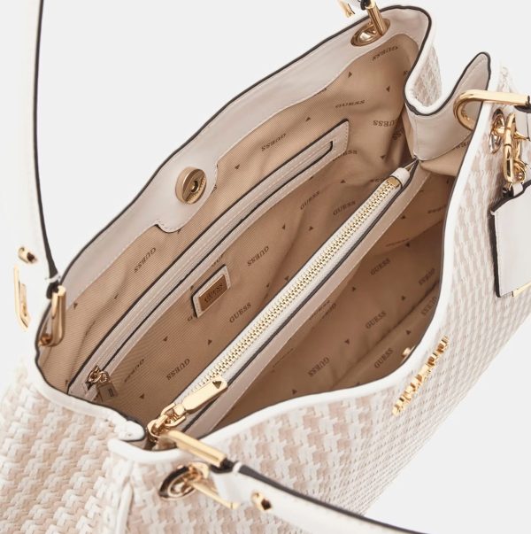 GUESS Mirema Woven Shopper Off White - Image 4