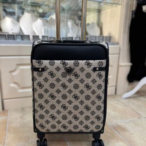GUESS Beyza Travel Cabin Suitcase Black/Beige Logo