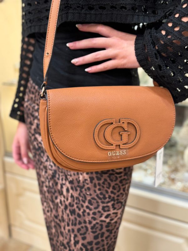 GUESS Calebra Convertible Xbody Flap Bag Cognac - Image 4