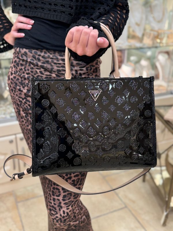 GUESS Arnela 4G Peony Logo Handbag Black - Image 7