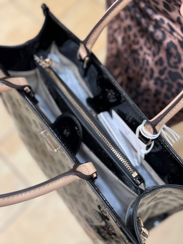 GUESS Arnela 4G Peony Logo Handbag Black - Image 9