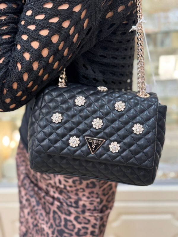 GUESS Everlee Floral Appliqué Crossbody Black - Image 2