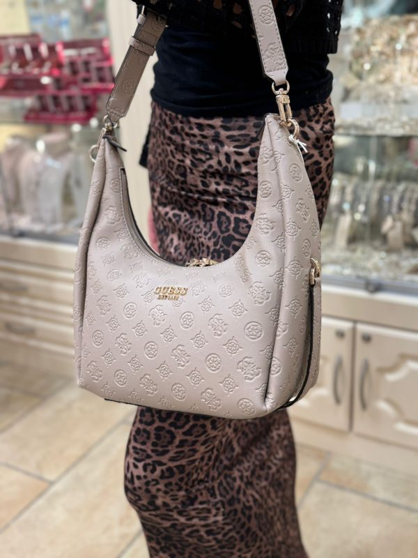 GUESS Phoebe 4G peony Logo Hobo Bag Taupe - Image 4