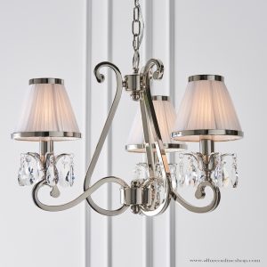 Nickel 3lt Pendant & White Shades